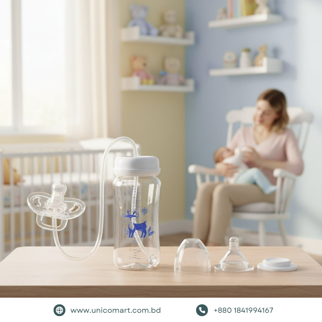 3-in-1 Hands-Free Baby Bottle with Pacifier (300 ml)