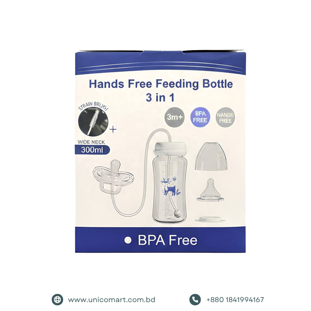 3-in-1 Hands-Free Baby Bottle with Pacifier (300 ml)