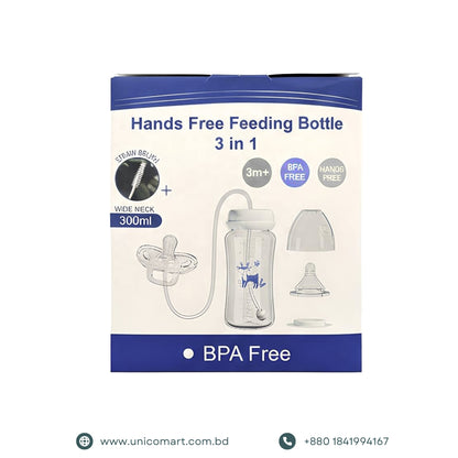 3-in-1 Hands-Free Baby Bottle with Pacifier (300 ml)